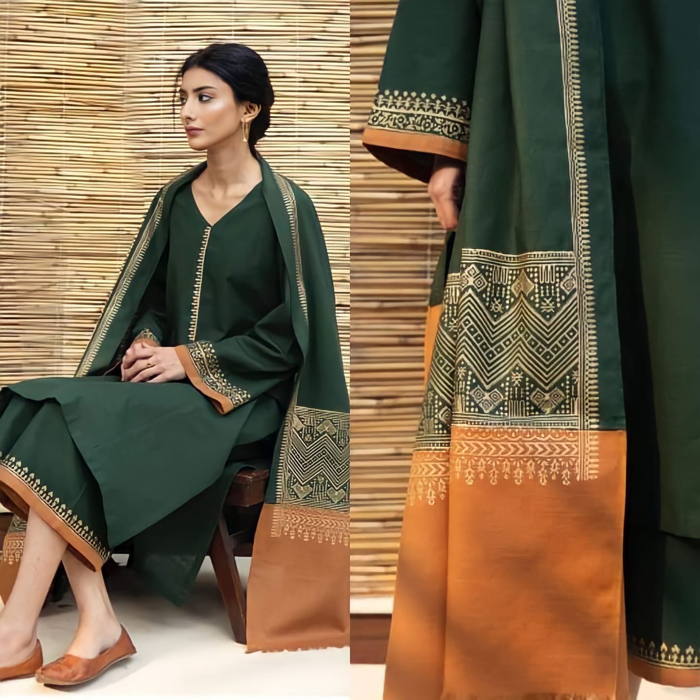 Dyed Dhanak 3 Piece Suit Collection