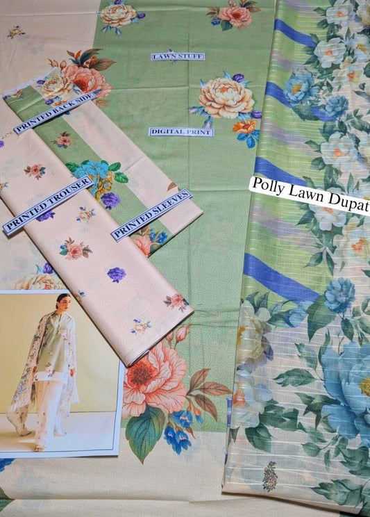 Digital Printed Lawn 3 Piece Suit