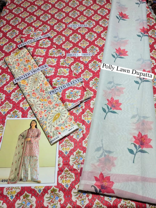 Digital Printed Lawn 3 Piece Suit