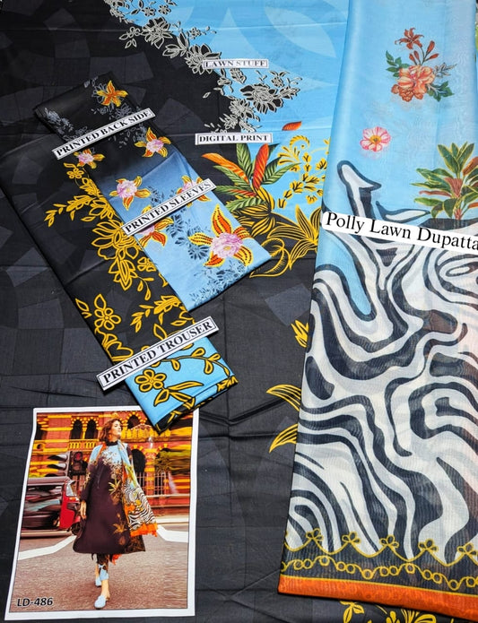 Digital Printed Lawn 3 Piece Suit