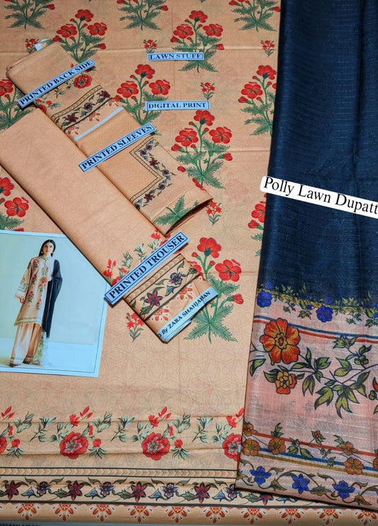 Digital Printed Lawn 3 Piece Suit