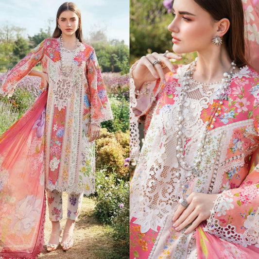 Embraided Lawn 3 Piece Suit With Embraided Patches