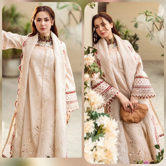 Embraided Lawn 3 Piece Suit With Embraided Patches