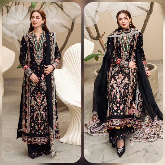 Embraided Lawn 3 Piece Suit With Embraided Patches