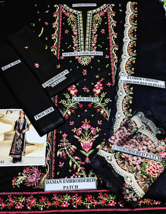 Embraided Lawn 3 Piece Suit With Embraided Patches