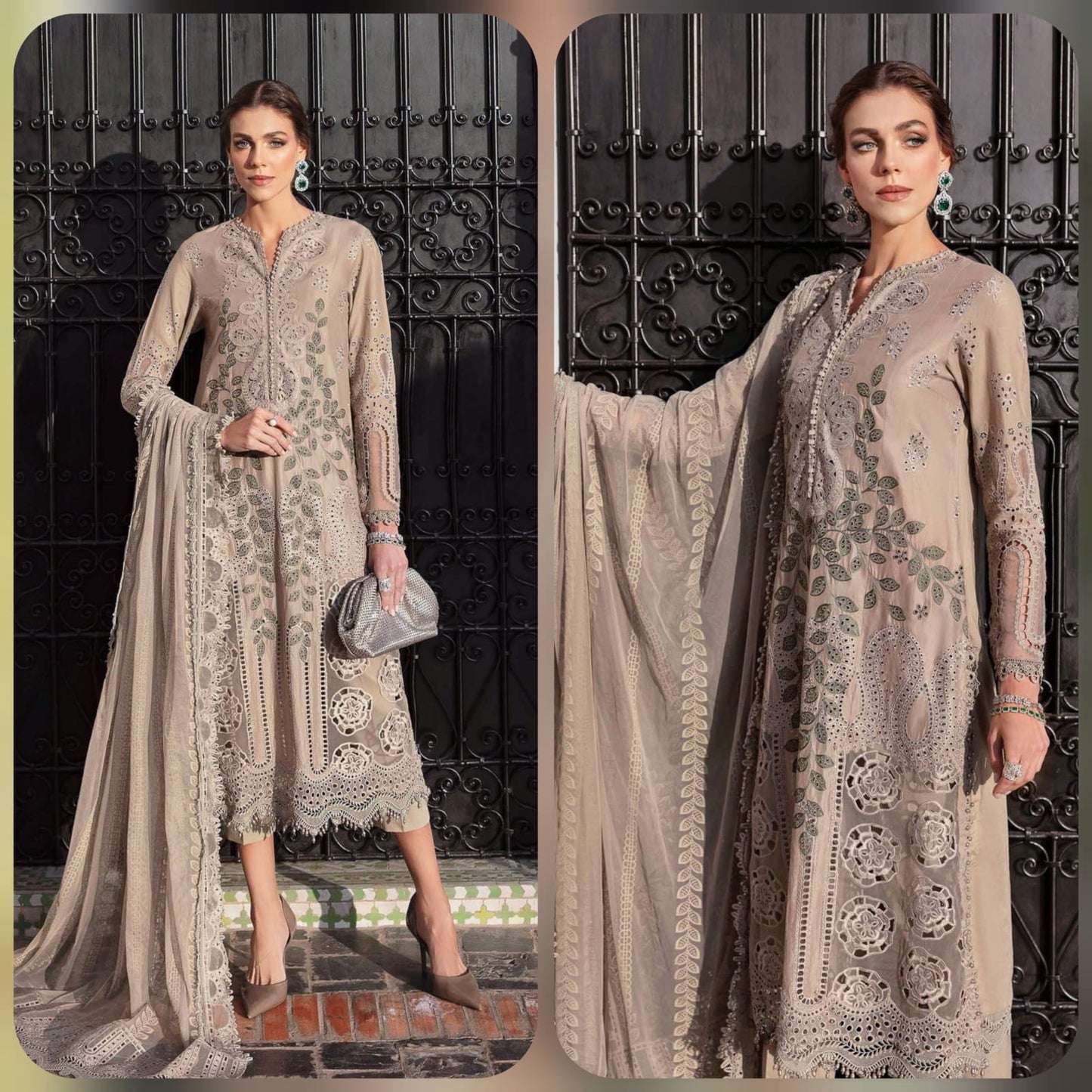 Boring Embroidered Lawn 3 Piece Suit With Embraided Patches