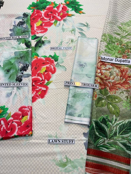 Digital Printed 3 Piece Lawn Suit