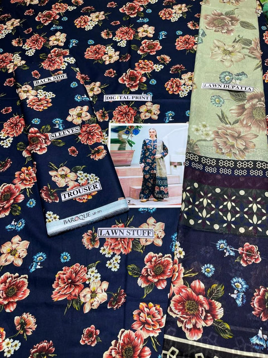 Digital Printed 3 Piece Lawn Suit