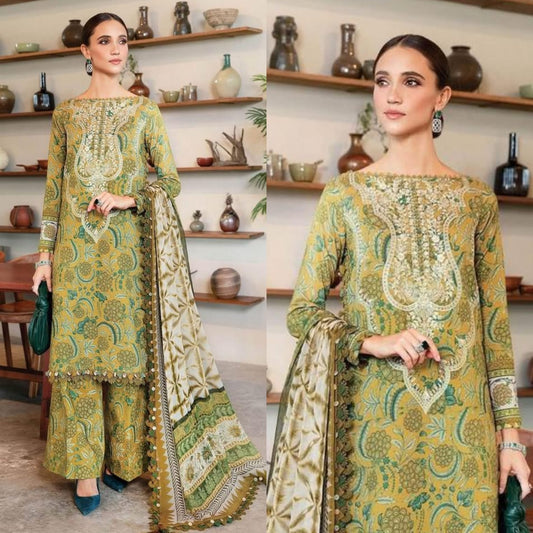 Digital Printed 3 Piece Lawn Suit With Neckline Patch