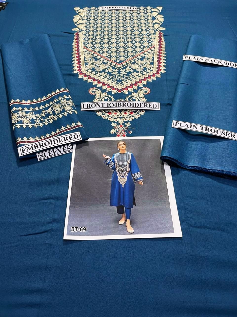 Embroidered Dhanak 2 Piece Suit
