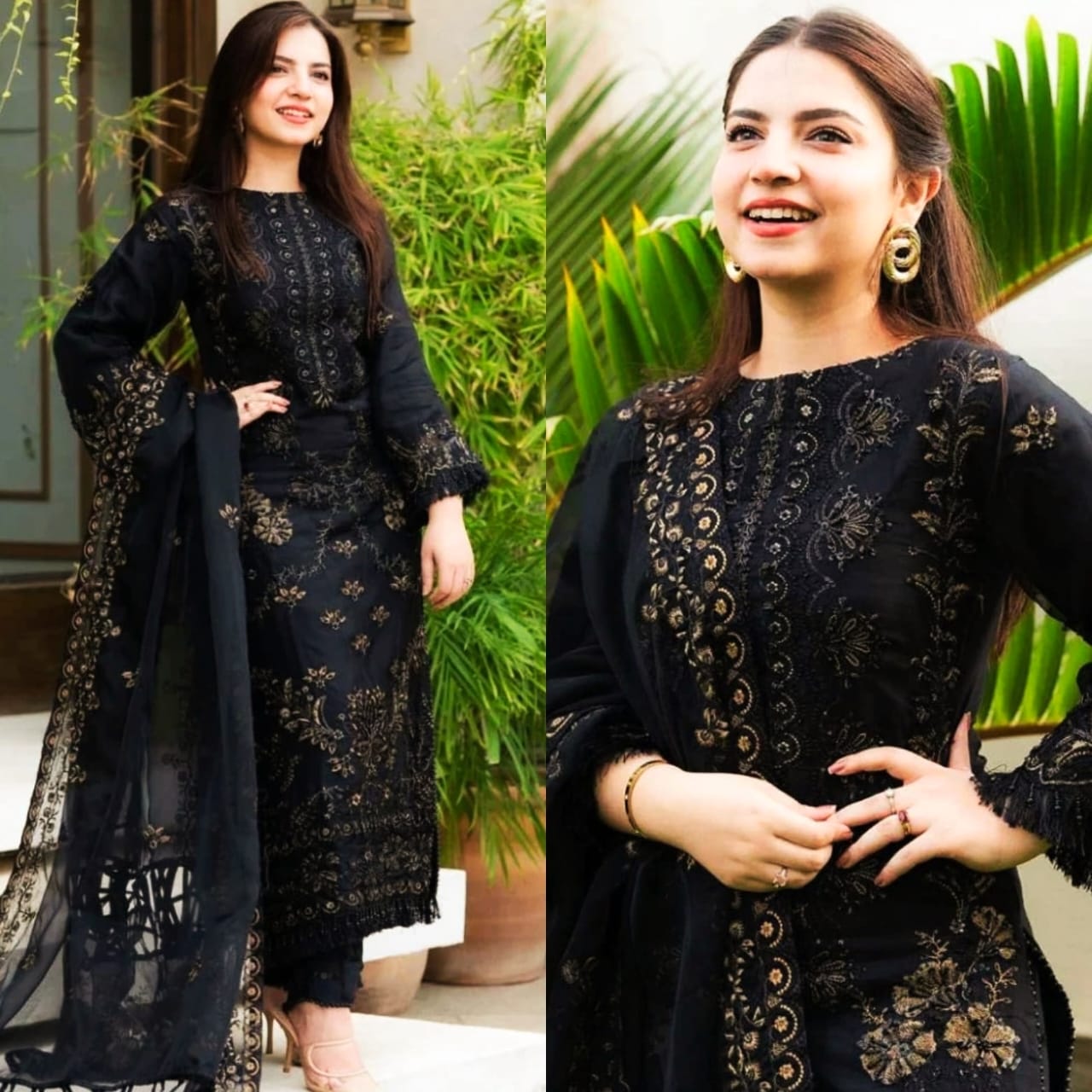 Embraided Dhanak 3 Piece Suit With Organza Embroidered Dupatta