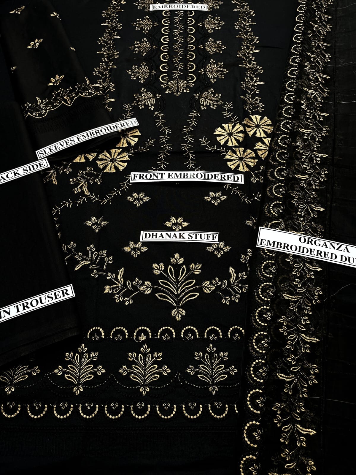 Embraided Dhanak 3 Piece Suit With Organza Embroidered Dupatta