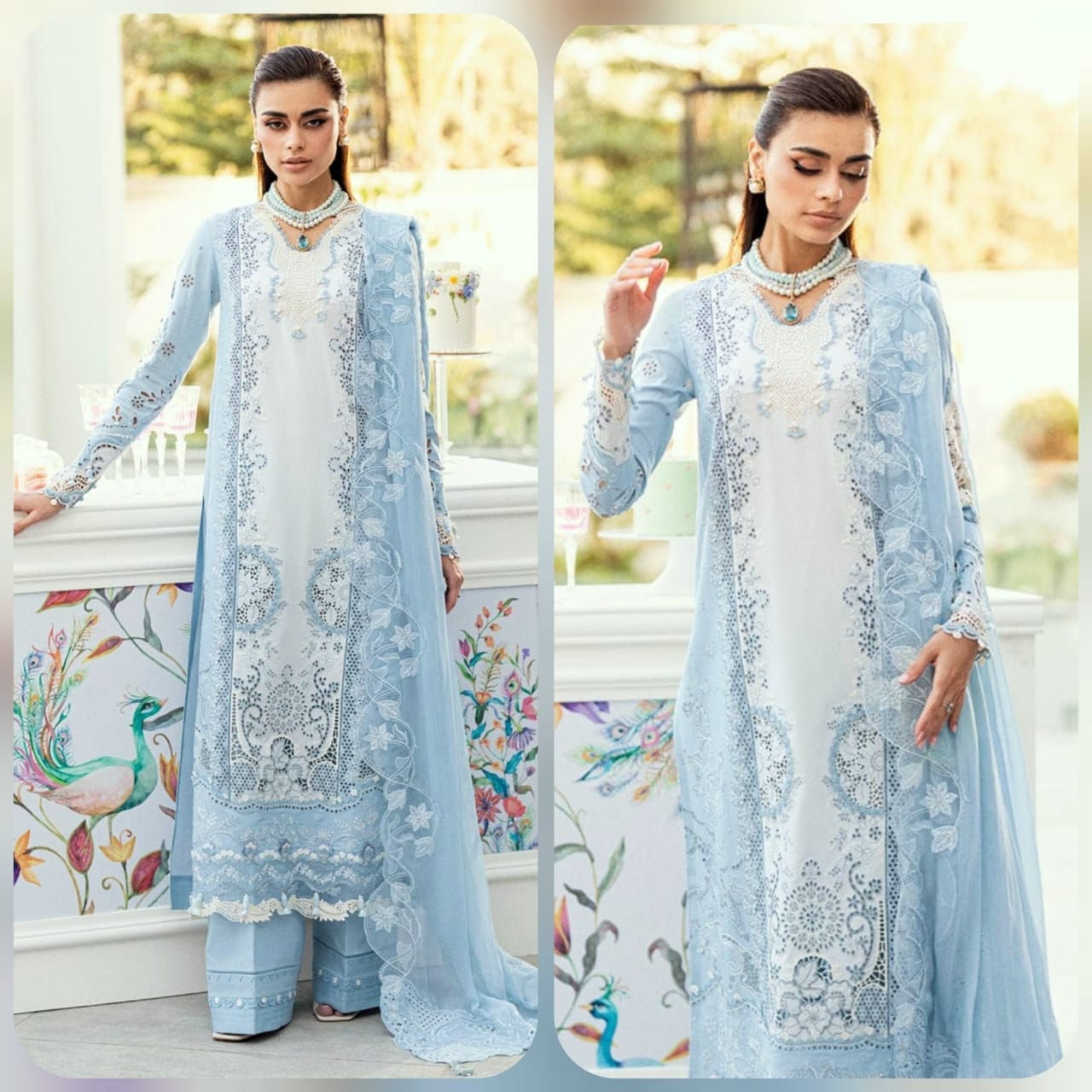 Boring Embroidered Lawn 3 Piece Suit With Embraided Patches