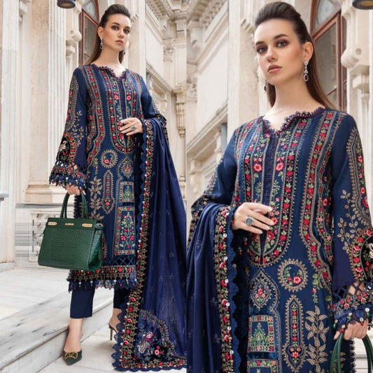 Embroidered Dhanak 3 Piece Suit With Patch