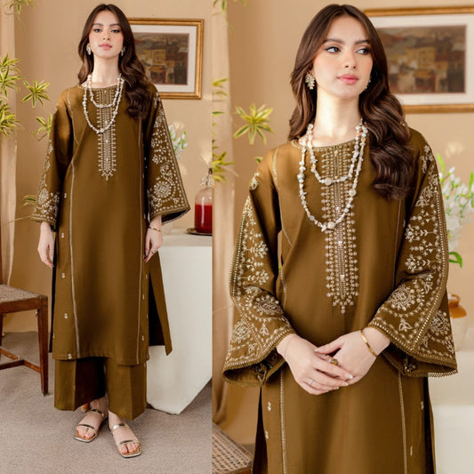 Embroidered Dhanak 2 Piece Suit