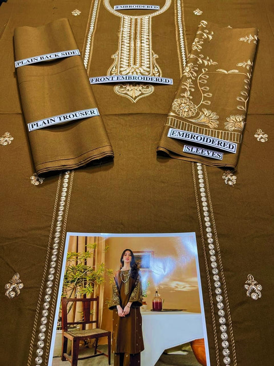 Embroidered Dhanak 2 Piece Suit