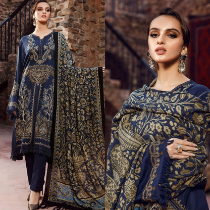 Embraided Dhanak 3 Piece Suit With Patch And Shawl