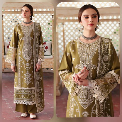 Embraided Dhanak 3 Piece Suit With Patches