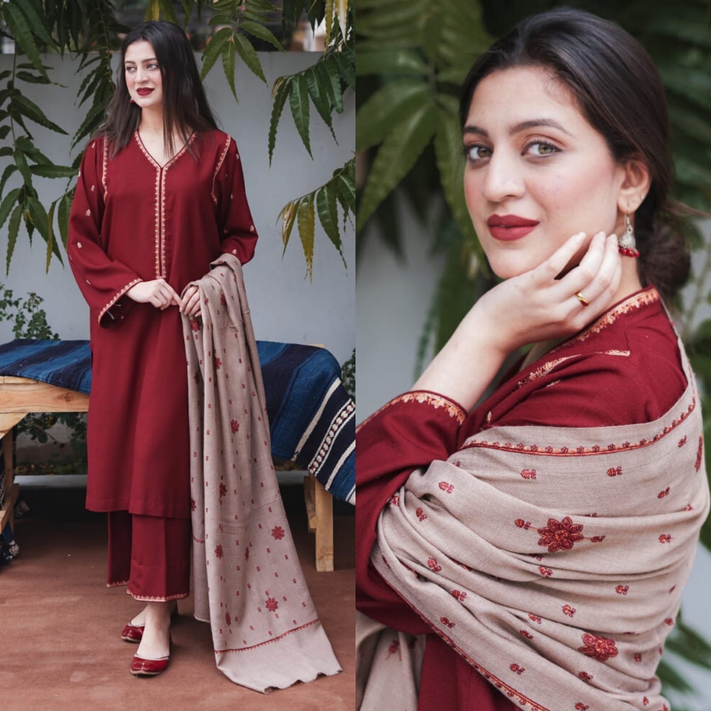 Dyed Dhanak 3 Piece Suit With Dhanak Embroidered Dupatta And Patch